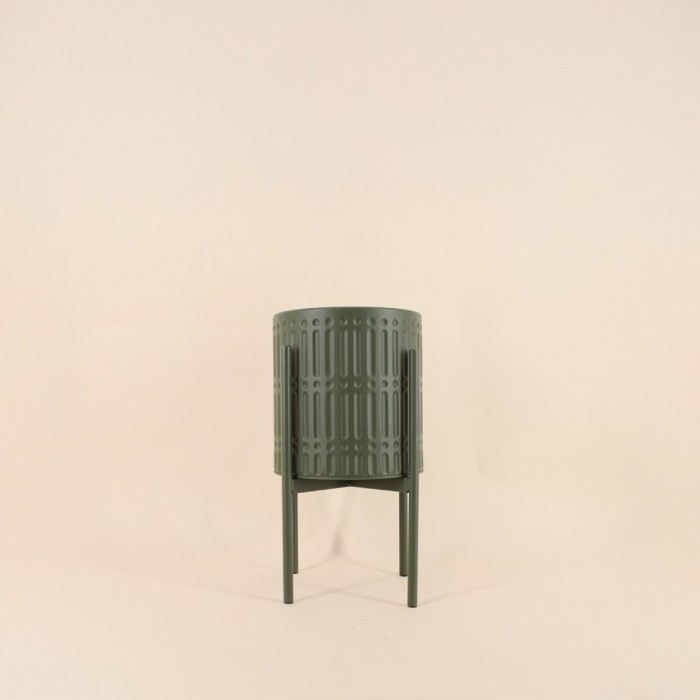 Cache pot métal vert 21x38,5cm moderne | Hashtag Déco