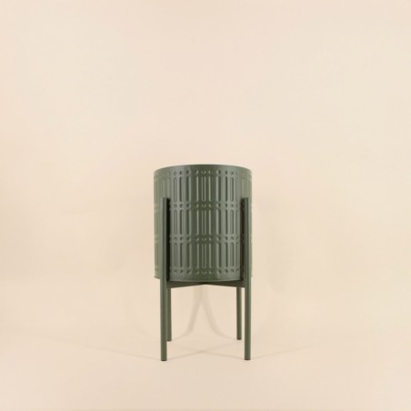 Cache-pot métal vert 27x48cm moderne | Hashtag Déco