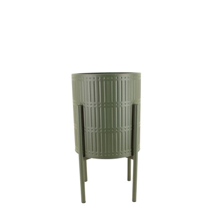 Cache pot métal vert 31x61cm, design élégant | Hashtag Déco
