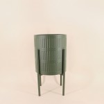 Cache pot métal vert 31x61cm, design élégant | Hashtag Déco