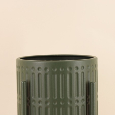 Cache pot métal vert 31x61cm, design élégant | Hashtag Déco