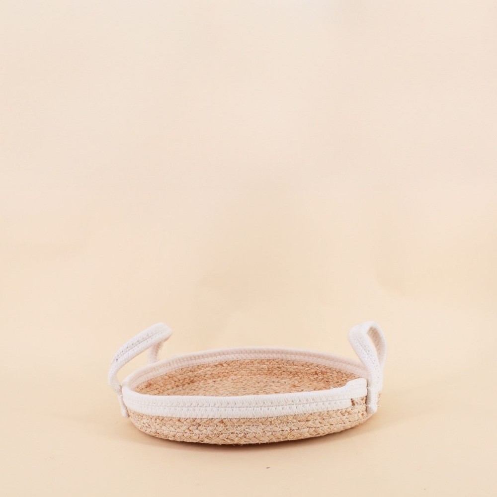 Panier rond en corde beige 30cm pour votre intérieur | Hashtag Déco