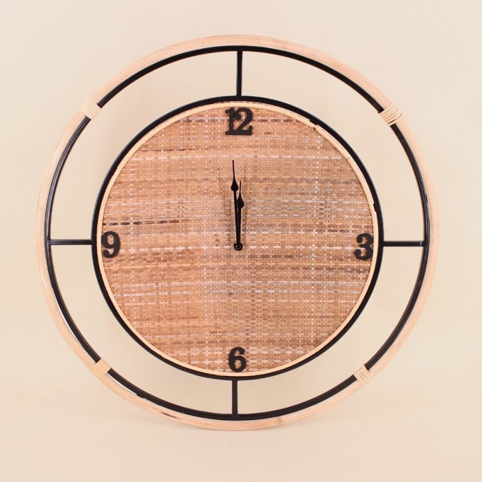Horloge en rotin et bambou 60cm naturelle | Hashtag Déco