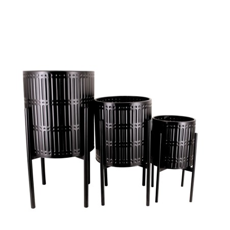 Set de 3 cache-pots métal noir élégant | Hashtag Déco