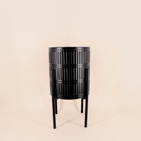 Cache pot métal noir élégant 31x61cm | Hashtag Déco