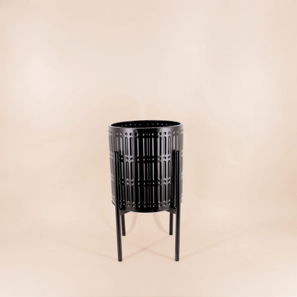 Cache pot métal noir 27x48cm, design épuré | Hashtag Déco