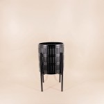 Cache pot métal noir 27x48cm, design épuré | Hashtag Déco