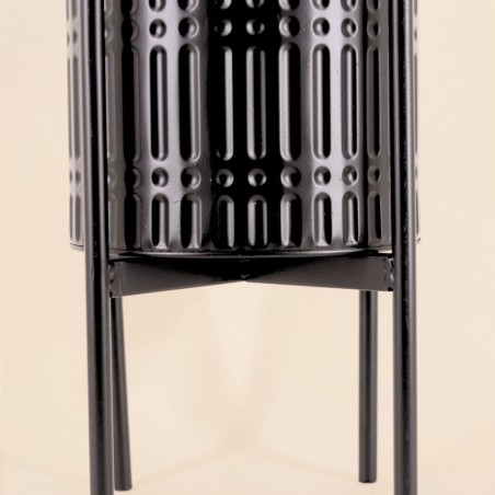 Cache pot en métal noir 21x38,5cm élégant | Hashtag Déco