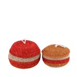 Lot de 2 paniers avec couvercles en fibres naturelles rouge | Hashtag Déco