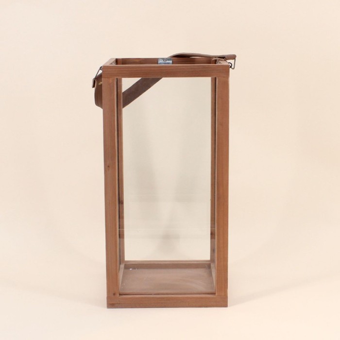 Lanterne en bois naturel avec anse 40cm | Hashtag Déco