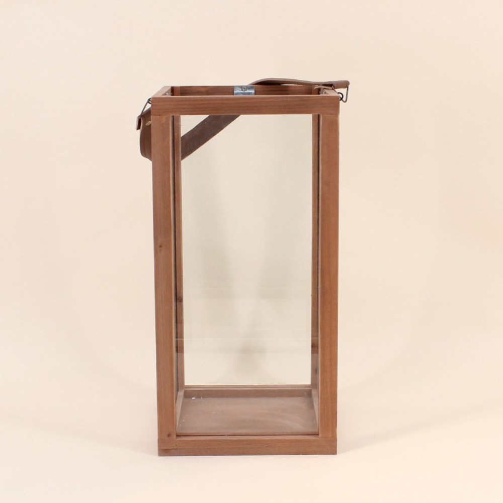 Lanterne en bois naturel avec anse 40cm | Hashtag Déco