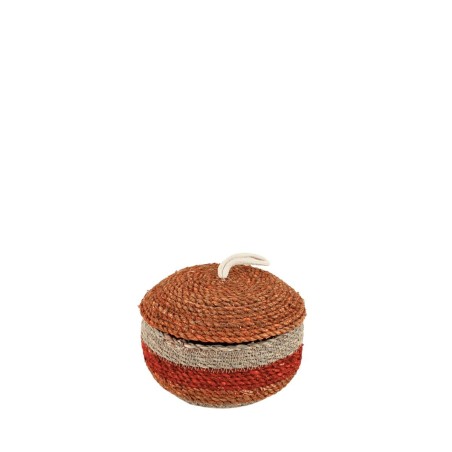 Panier en fibres naturelles rouge et naturel | Hashtag Déco