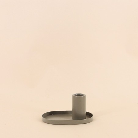 Bougeoir métal kaki ovale 12x6cm | Hashtag Déco