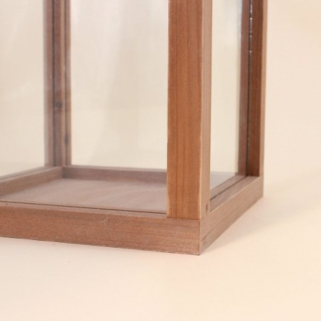 Lanterne en bois naturel avec anse 40cm | Hashtag Déco