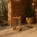 Lanterne en bois naturel avec anse 40cm | Hashtag Déco