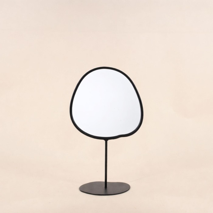 Miroir organique en métal noir sur pied 25cm | Hashtag Déco