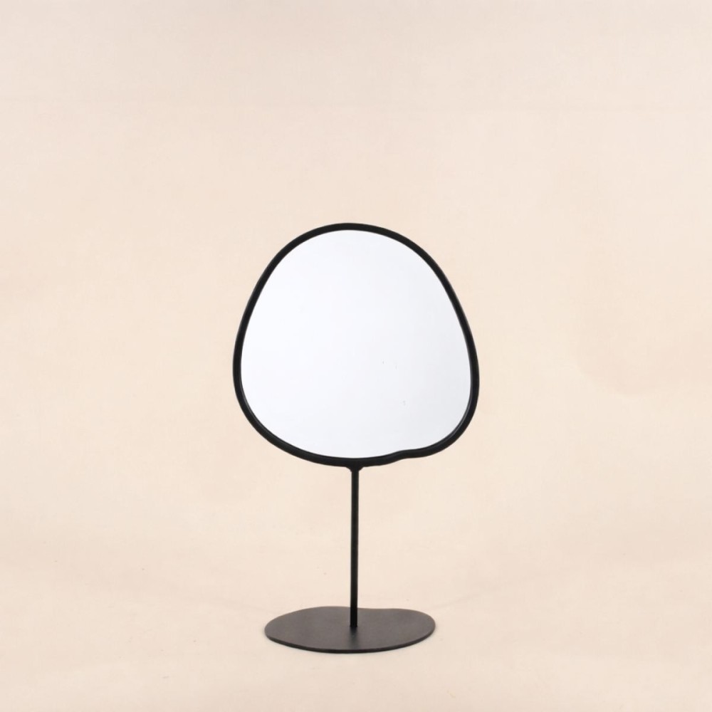 Miroir organique en métal noir sur pied 25cm | Hashtag Déco