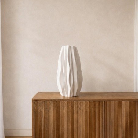 Vase céramique 3D blanc 37cm, design unique | Hashtag Déco