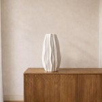 Vase céramique 3D blanc 37cm, design unique | Hashtag Déco