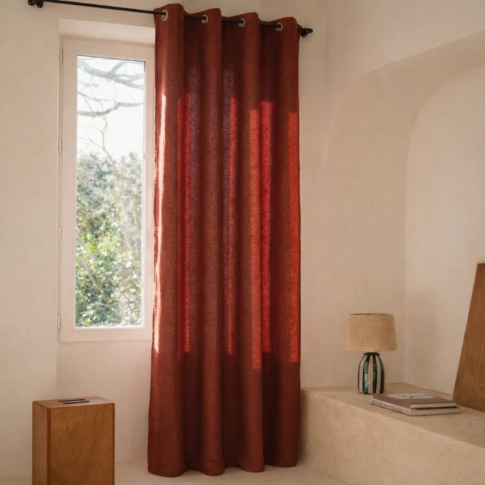 Rideau tamisant coton flammé neutre 140x250cm | Hashtag Déco