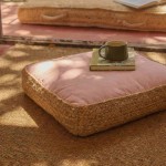 Coussin de sol tissu et jute 40x40cm beige | Hashtag Déco