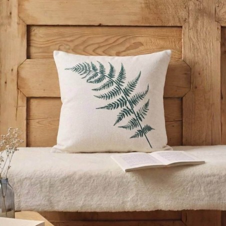 Coussin en coton motif fougère 40x40cm