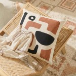 Coussin géométrique noir terracotta 40cm | Hashtag Déco