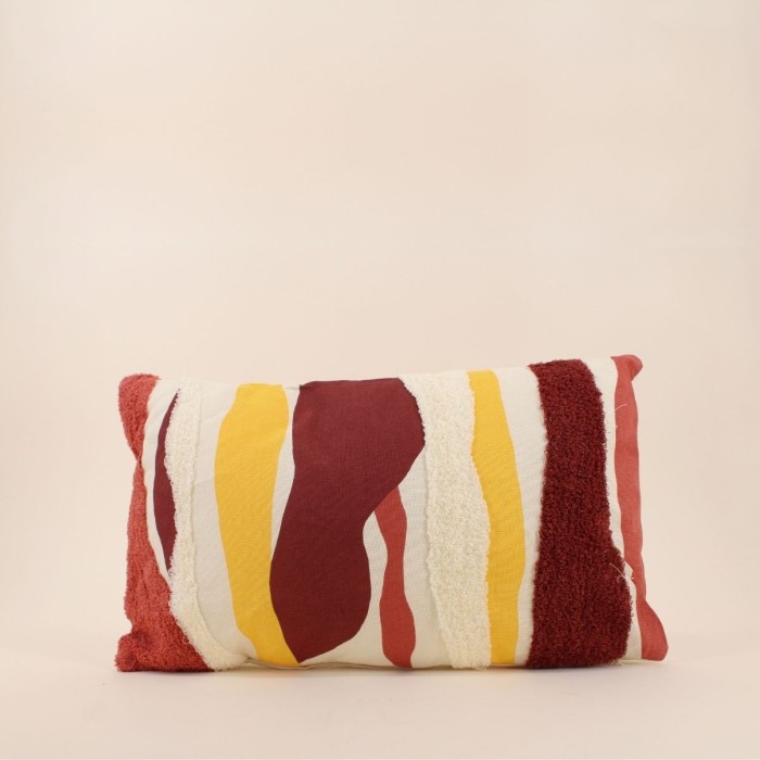 Coussin coloré coton bordeaux 30x50cm brodé | Hashtag Déco