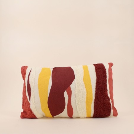 Coussin coloré coton bordeaux 30x50cm brodé | Hashtag Déco
