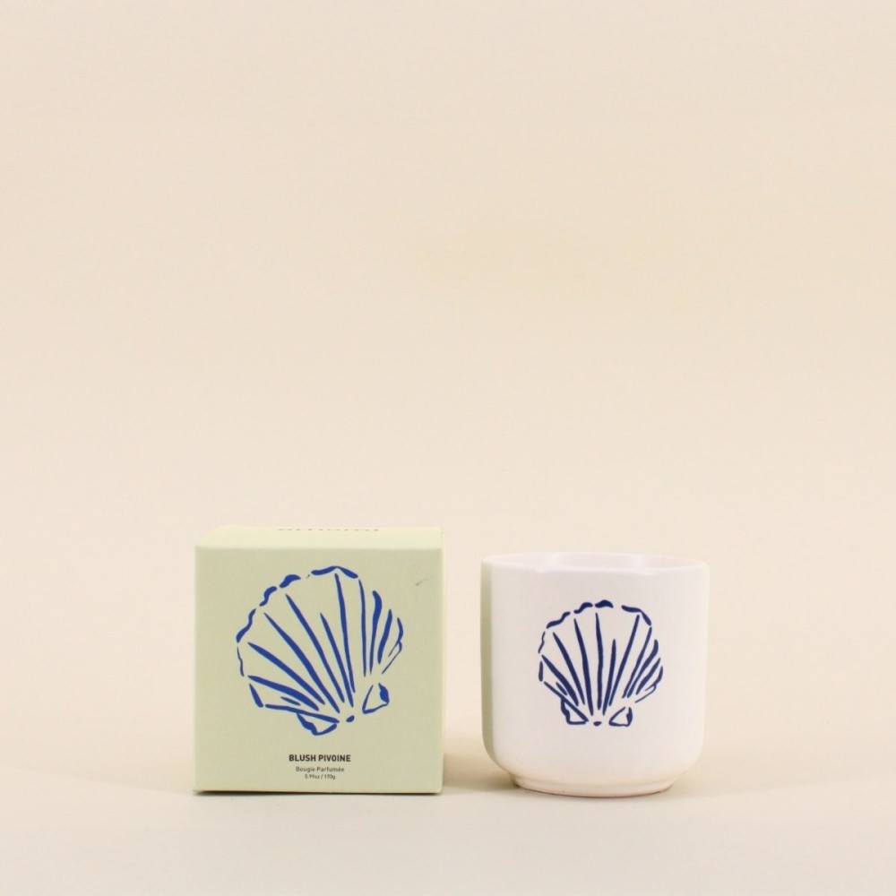 Bougie parfumée céramique beige, cadeau | Hashtag Déco