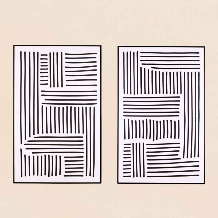 Set de 2 toiles géométriques noir et blanc canvas | Hashtag Déco