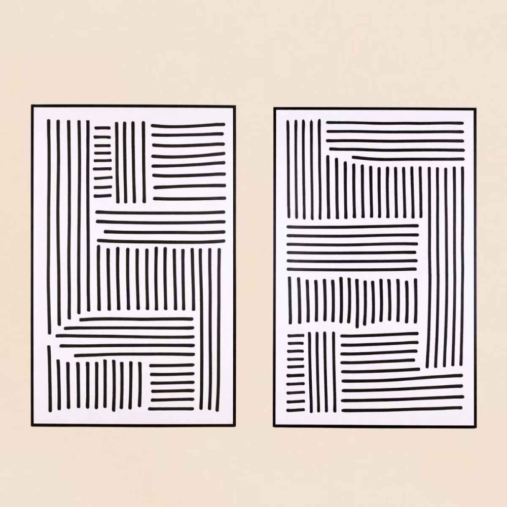 Set de 2 toiles géométriques noir et blanc canvas | Hashtag Déco