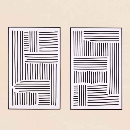 Set de 2 toiles géométriques noir et blanc canvas | Hashtag Déco