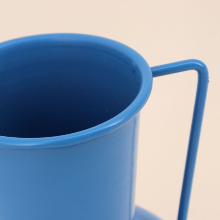 Vase en métal bleu avec anse 17cm | Hashtag Déco