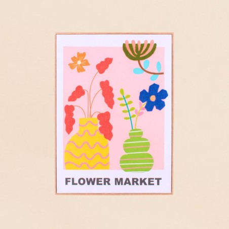 Set de 2 images encadrées fleurs brodées colorée 45x60 | Hashtag Déco