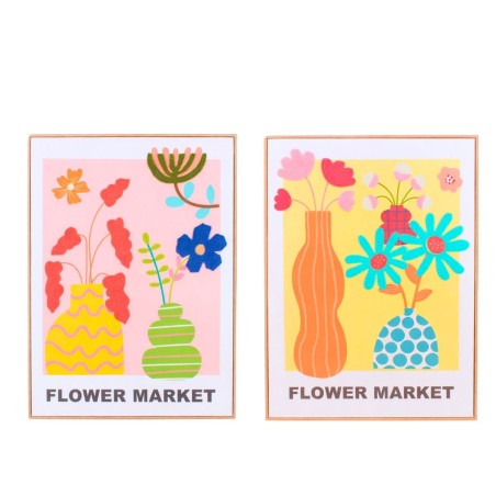 Set de 2 images encadrées fleurs brodées colorée 45x60 | Hashtag Déco