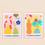 Set de 2 images encadrées fleurs brodées colorée 45x60 | Hashtag Déco