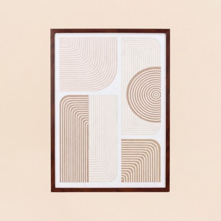 Set de 2 toiles en relief géométrique beige marron 45x60cm | Hashtag Déco