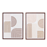 Set de 2 toiles en relief géométrique beige marron 45x60cm | Hashtag Déco
