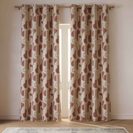 Rideau jacquard beige marron 140x240cm | Hashtag Déco