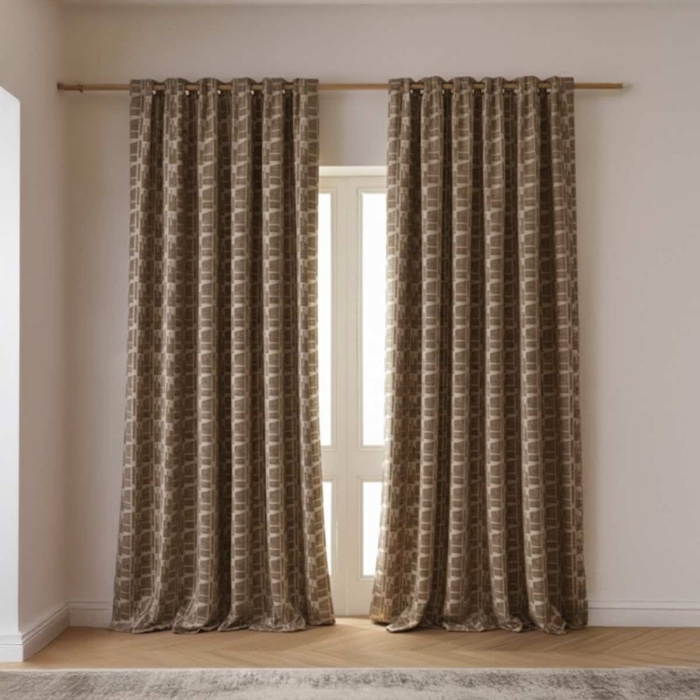 Rideau velours beige marron 140x240cm | Hashtag Déco