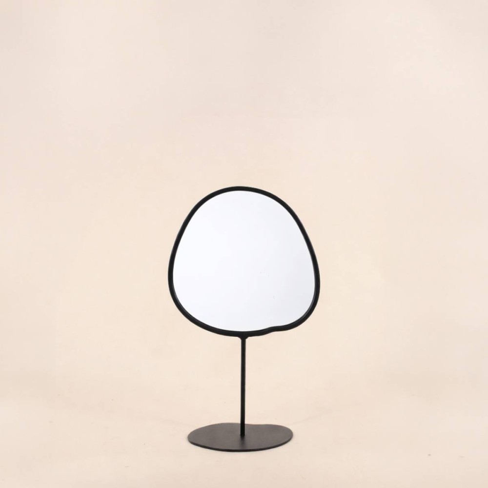 Miroir organique en métal noir sur pied 25cm | Hashtag Déco