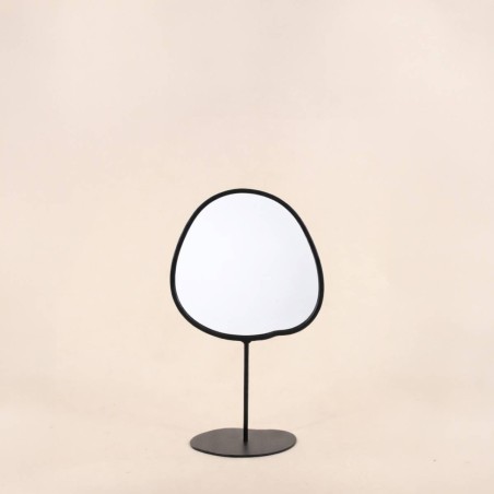 Miroir organique en métal noir sur pied 25cm | Hashtag Déco
