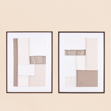 Set de 2 toiles peintes à la main à motifs marron, beiges | Hashtag Déco