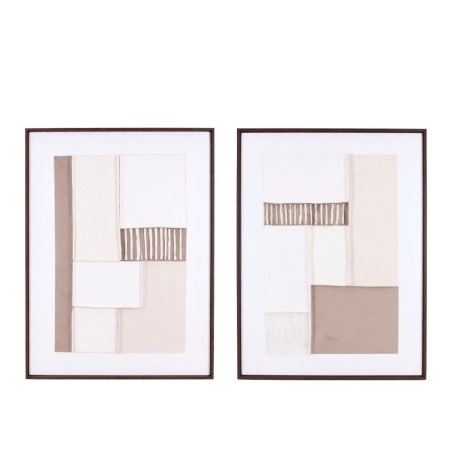 Set de 2 toiles peintes à la main à motifs marron, beiges | Hashtag Déco
