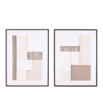 Set de 2 toiles peintes à la main à motifs marron, beiges | Hashtag Déco