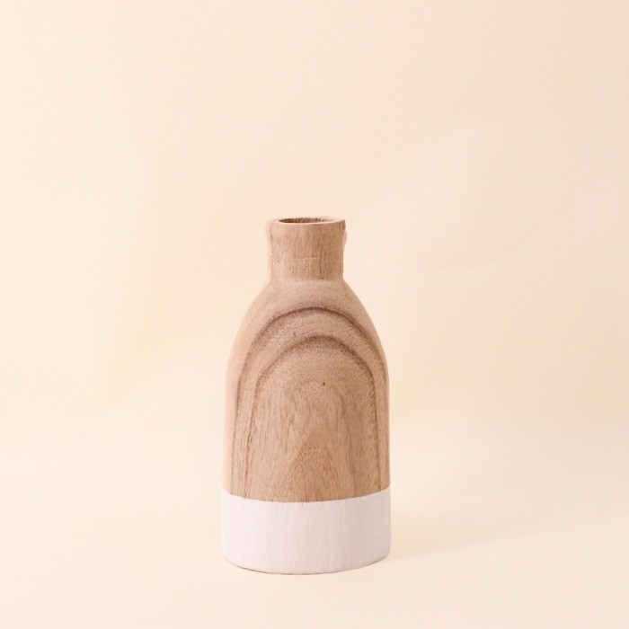 Vase bouteille en bois naturel 20cm | Hashtag Déco