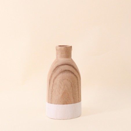 Vase bouteille en bois naturel 20cm | Hashtag Déco