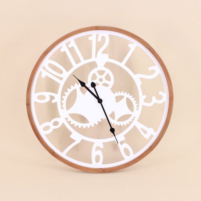 Horloge ronde métal blanc 50cm, chic et moderne | Hashtag Déco