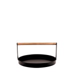 Plateau rond métal noir et bois 29cm | Hashtag Déco